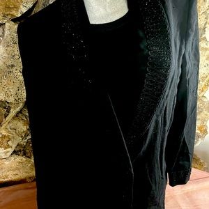 John Meyer wool with sequenced detail and embroidery design